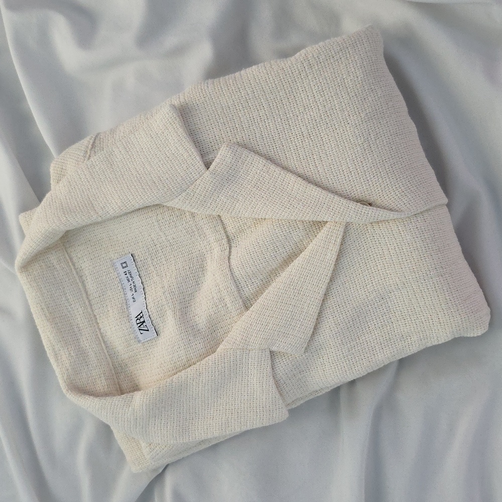Zara Cream Textured Knit Top